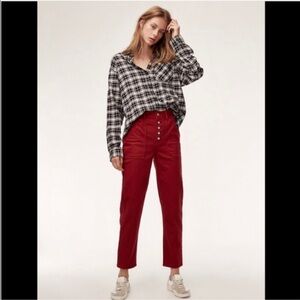 Aritzia Wilfred Red Button Fly Jeans